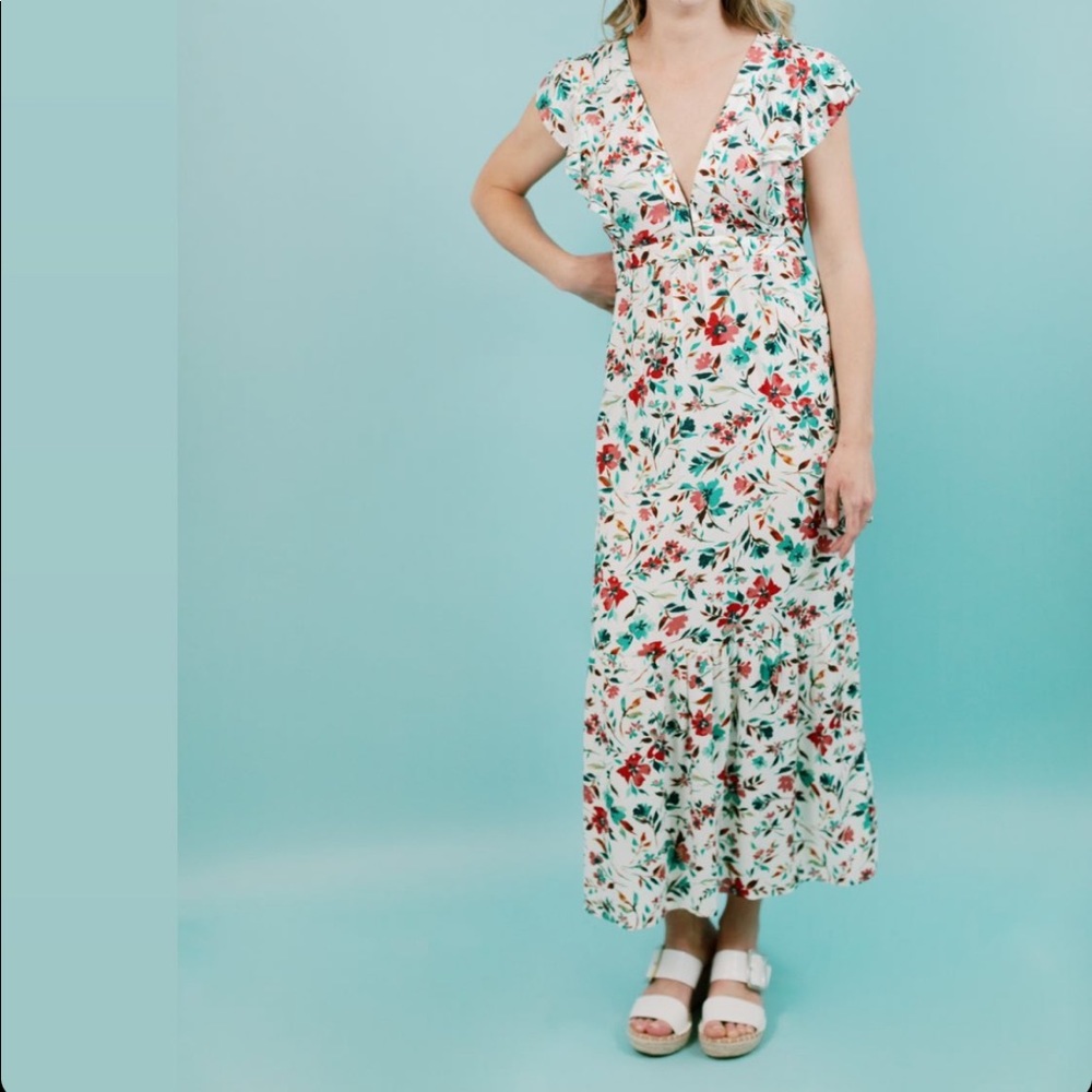 Deep Floral Summer Maxi - Picture 3 of 3